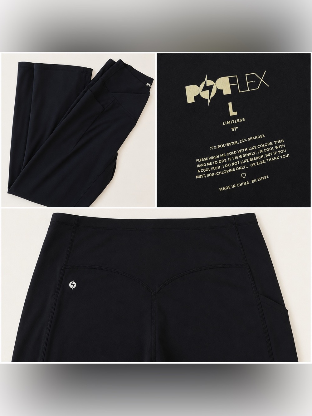 POPFLEX Criss Cross Hourglass Leggings with Pockets Black High-Waist